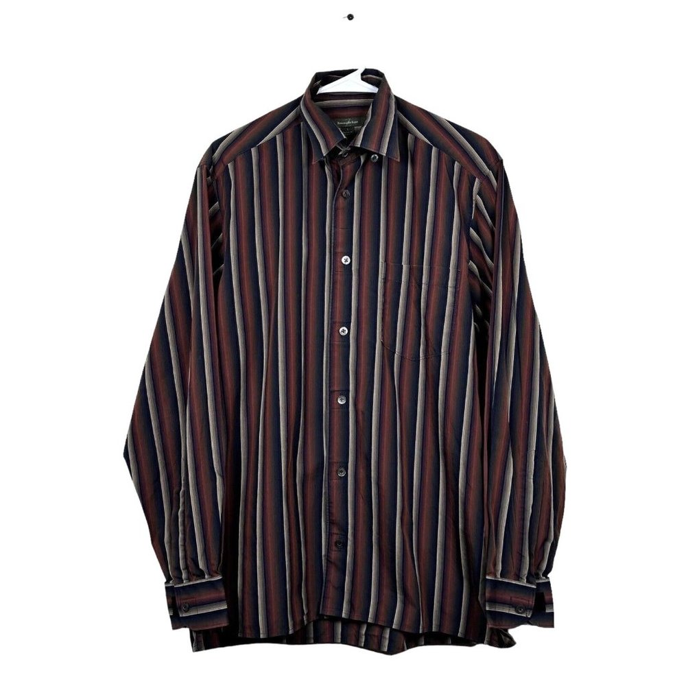 GUC Ermenegildo Zegna Men's Sz Small Multicolor Striped Shirt Made in ITALY